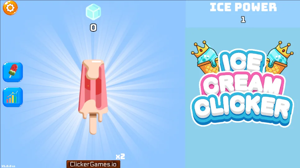 Ice Cream Clicker gameplay showing the ice cream and upgrade menu